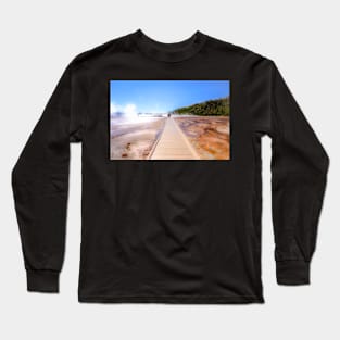 Boardwalk to the Grand Prismatic Yellowstone Wyoming Long Sleeve T-Shirt